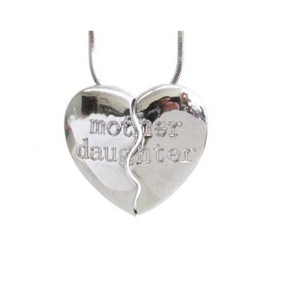 Jewelry - Mother daughter Pendant Necklace - White Gold Plating